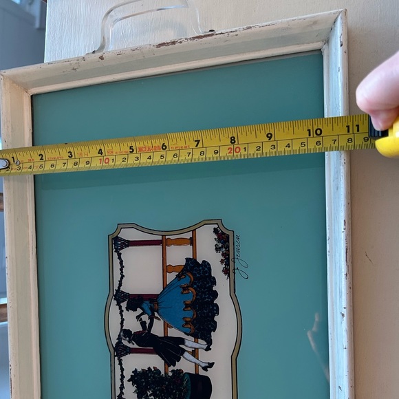 Vintage J. Jensen Foil Art Glass and Wood Tray - Picture 7 of 14